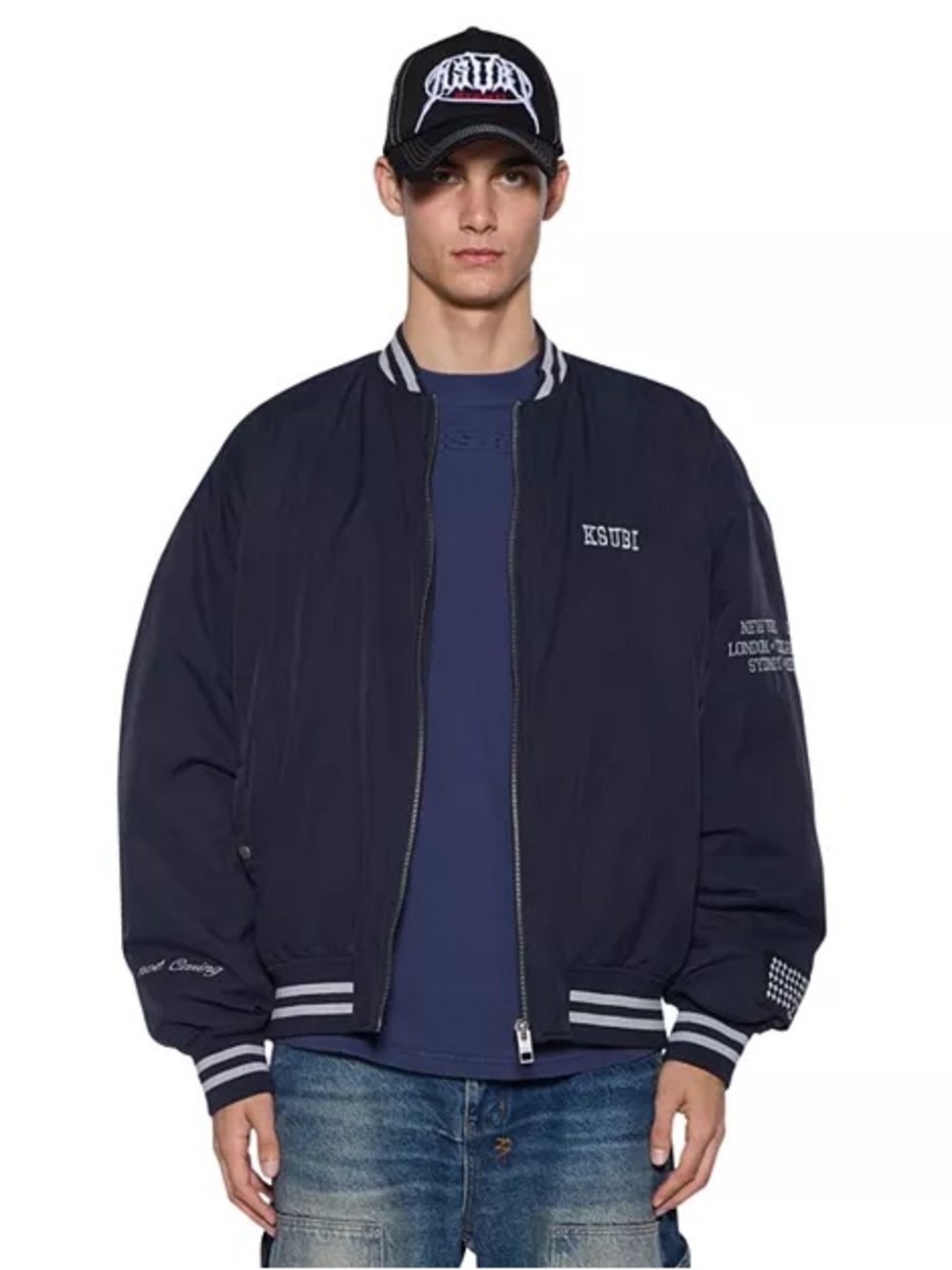 NWT KSUBI ROYALTY MA-1 BOMBER NAVY